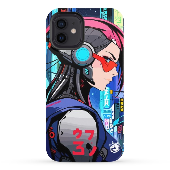 iPhone 12 StrongFit Neon Cyberpunk Girl by LM2Kone