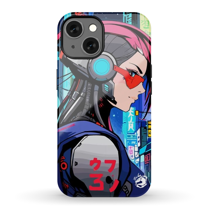 iPhone 13 StrongFit Neon Cyberpunk Girl by LM2Kone