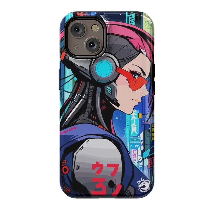 iPhone 14 StrongFit Neon Cyberpunk Girl by LM2Kone