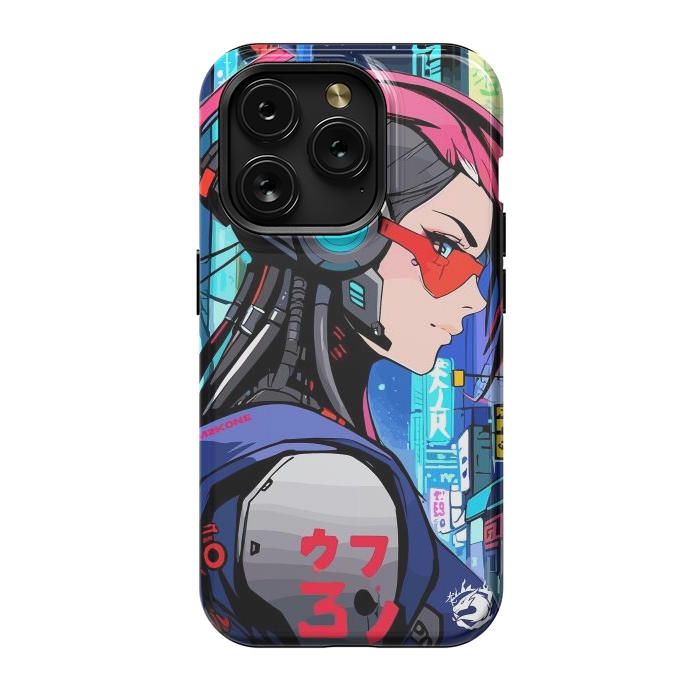 iPhone 15 Pro StrongFit Neon Cyberpunk Girl by LM2Kone