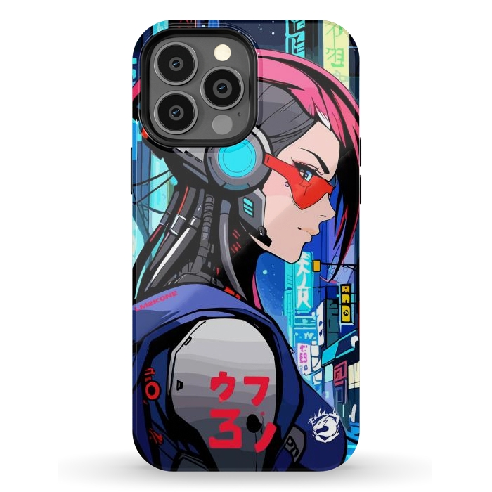 iPhone 13 Pro Max StrongFit Neon Cyberpunk Girl by LM2Kone