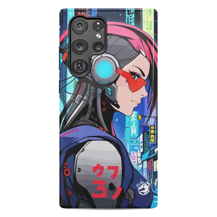 Galaxy S22 Ultra StrongFit Neon Cyberpunk Girl by LM2Kone