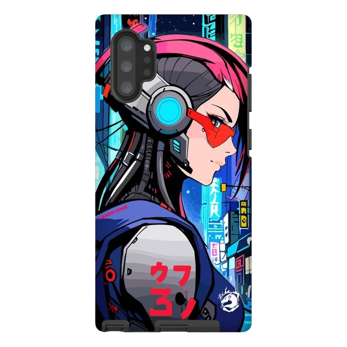 Galaxy Note 10 plus StrongFit Neon Cyberpunk Girl by LM2Kone