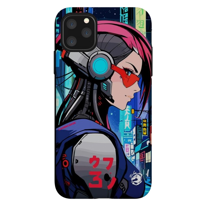 iPhone 11 Pro Max StrongFit Neon Cyberpunk Girl by LM2Kone