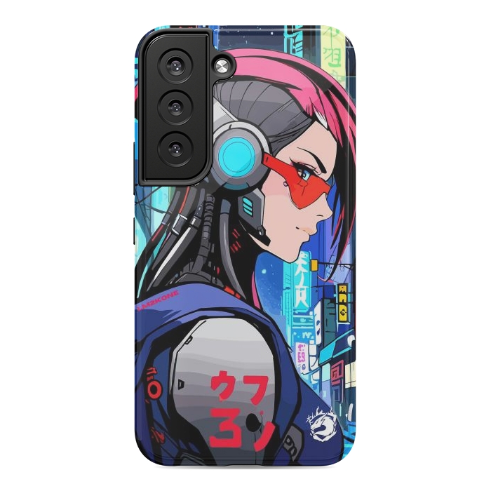 Galaxy S22 StrongFit Neon Cyberpunk Girl by LM2Kone