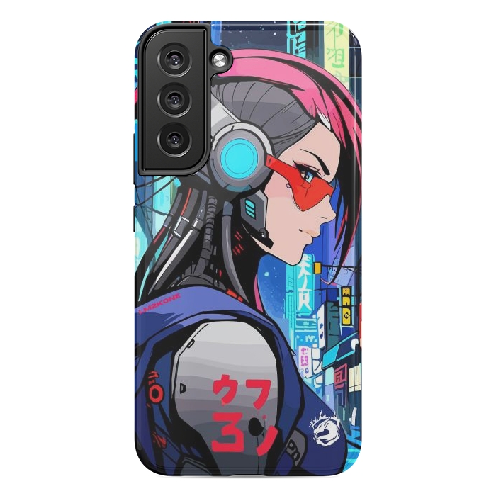 Galaxy S22 plus StrongFit Neon Cyberpunk Girl by LM2Kone