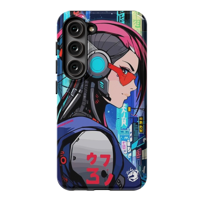 Galaxy S23 StrongFit Neon Cyberpunk Girl by LM2Kone