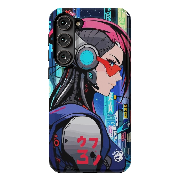 Galaxy S23 Plus StrongFit Neon Cyberpunk Girl by LM2Kone