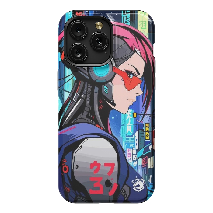 iPhone 15 Pro Max StrongFit Neon Cyberpunk Girl by LM2Kone