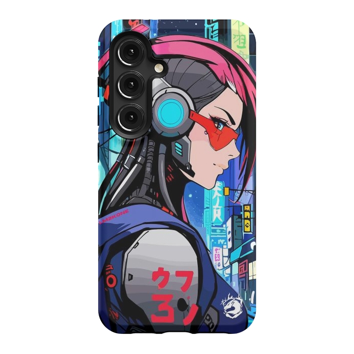 Galaxy S24 StrongFit Neon Cyberpunk Girl by LM2Kone