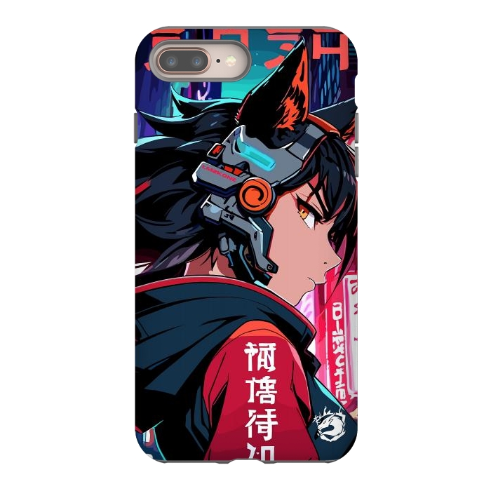 iPhone 7 plus StrongFit Cyberpunk Kitsune Girl by LM2Kone