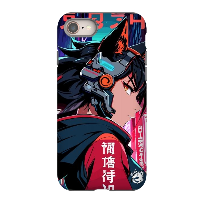 iPhone 8 StrongFit Cyberpunk Kitsune Girl by LM2Kone