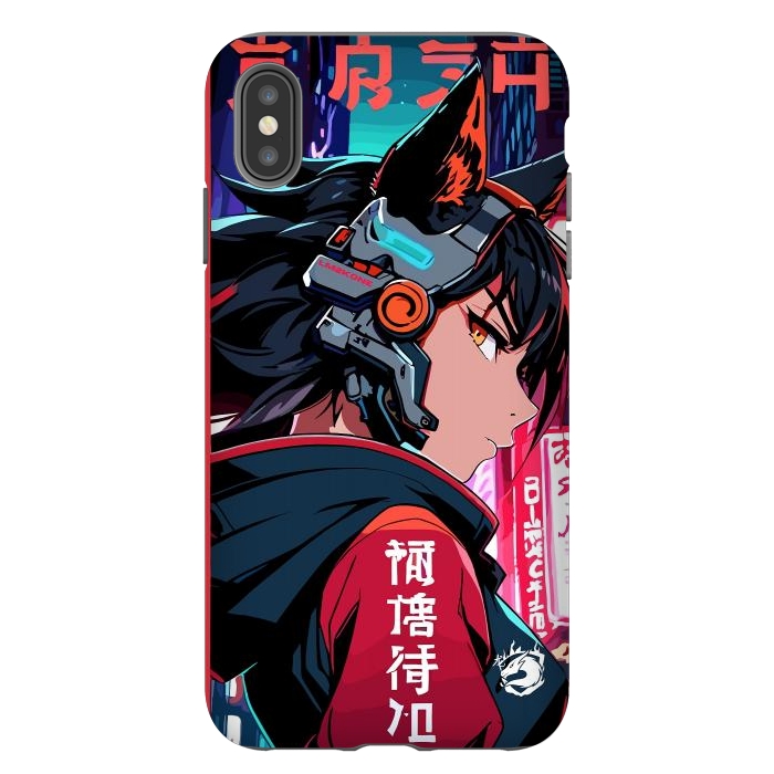 iPhone Xs Max StrongFit Cyberpunk Kitsune Girl by LM2Kone