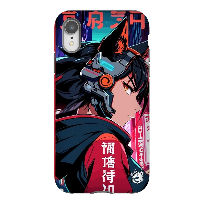 iPhone Xr StrongFit Cyberpunk Kitsune Girl by LM2Kone