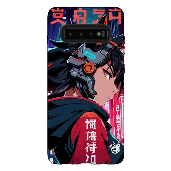 Galaxy S10 plus StrongFit Cyberpunk Kitsune Girl by LM2Kone