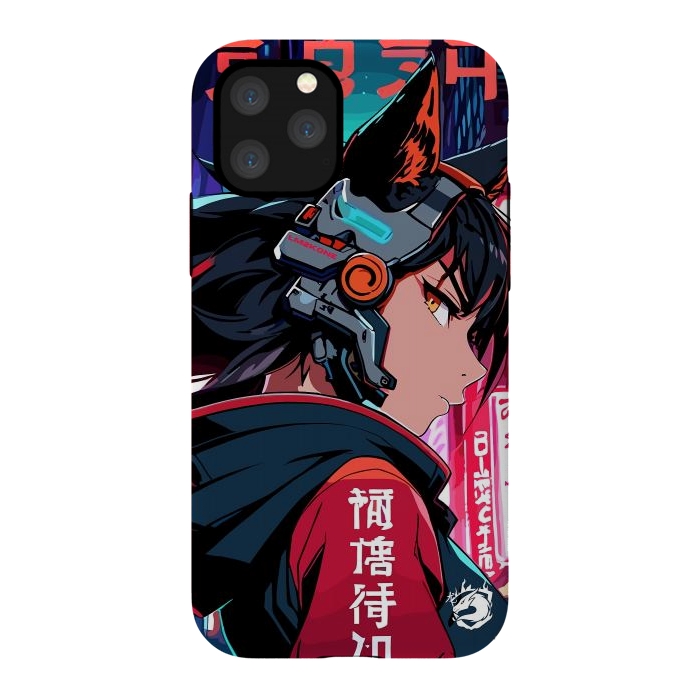 iPhone 11 Pro StrongFit Cyberpunk Kitsune Girl by LM2Kone