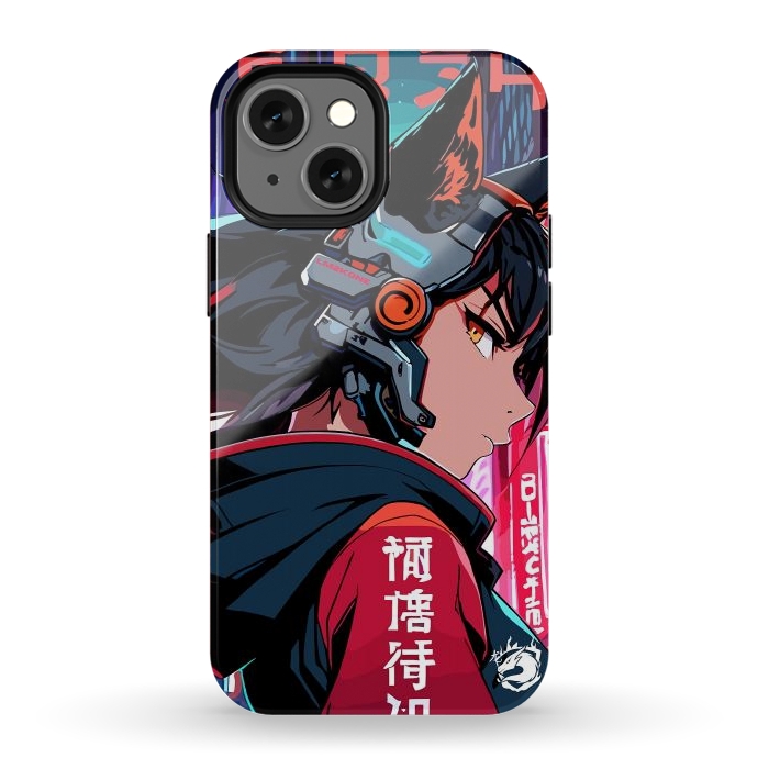 iPhone 12 mini StrongFit Cyberpunk Kitsune Girl by LM2Kone