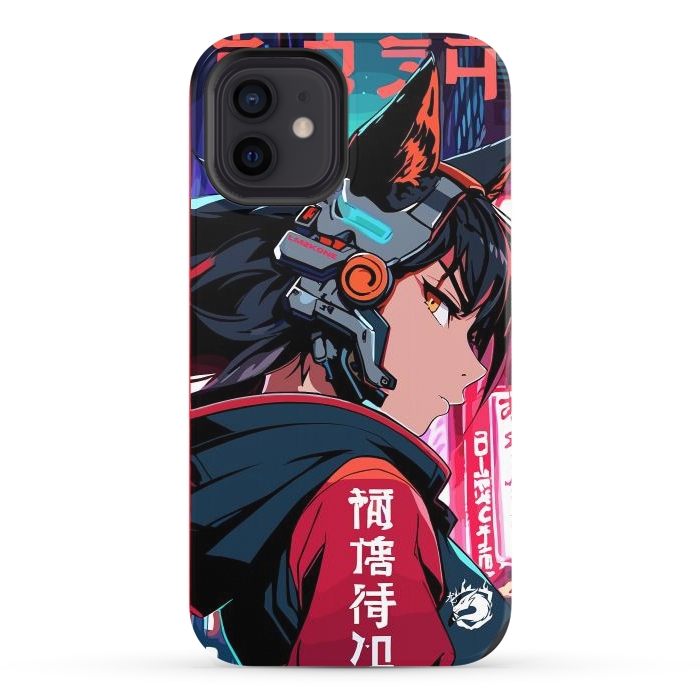 iPhone 12 StrongFit Cyberpunk Kitsune Girl by LM2Kone