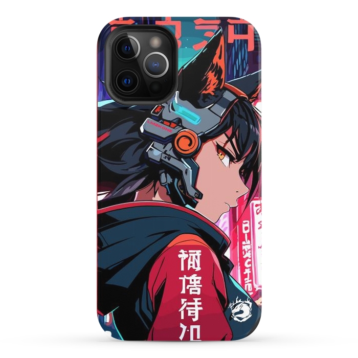 iPhone 12 Pro StrongFit Cyberpunk Kitsune Girl by LM2Kone