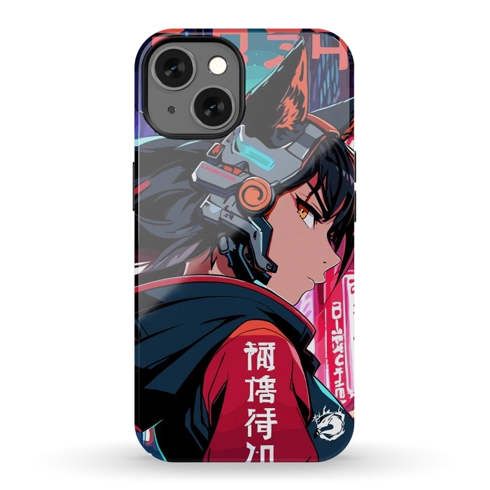 iPhone 13 StrongFit Cyberpunk Kitsune Girl by LM2Kone