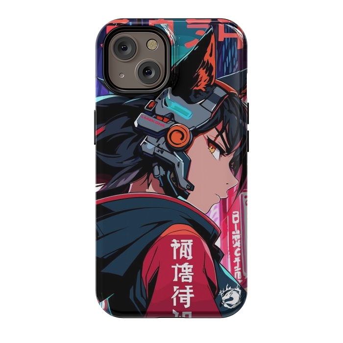 iPhone 14 StrongFit Cyberpunk Kitsune Girl by LM2Kone