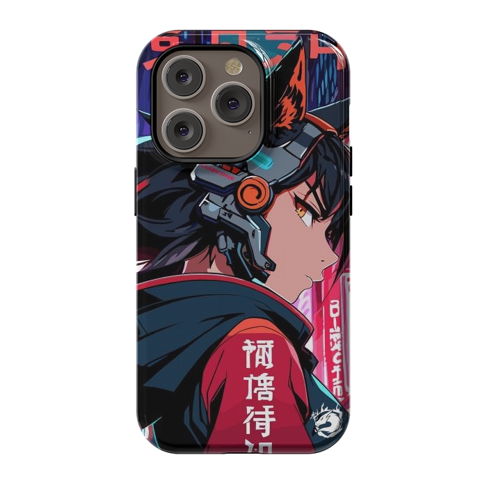 iPhone 14 Pro StrongFit Cyberpunk Kitsune Girl by LM2Kone