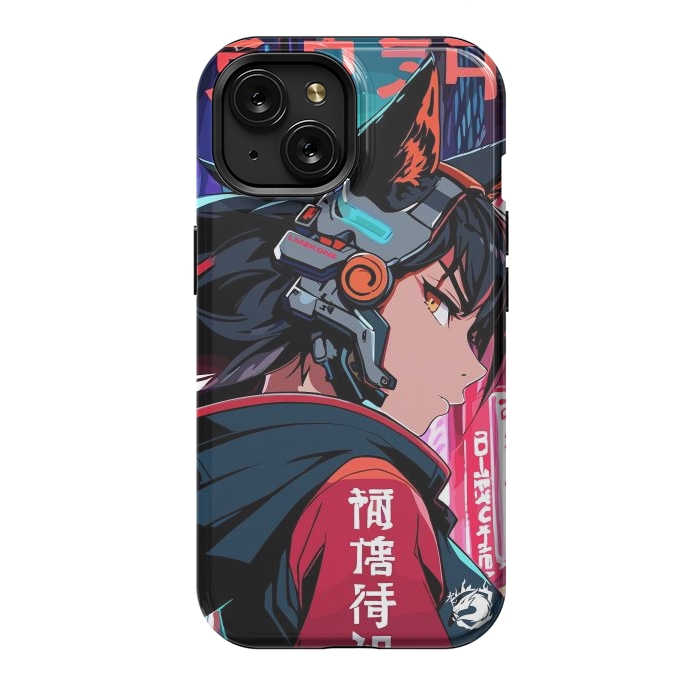 iPhone 15 StrongFit Cyberpunk Kitsune Girl by LM2Kone