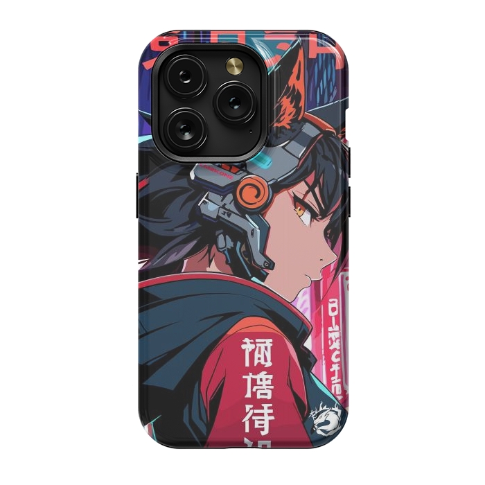 iPhone 15 Pro StrongFit Cyberpunk Kitsune Girl by LM2Kone