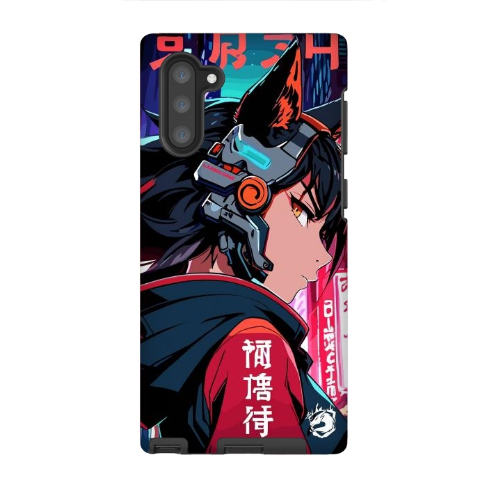 Galaxy Note 10 StrongFit Cyberpunk Kitsune Girl by LM2Kone