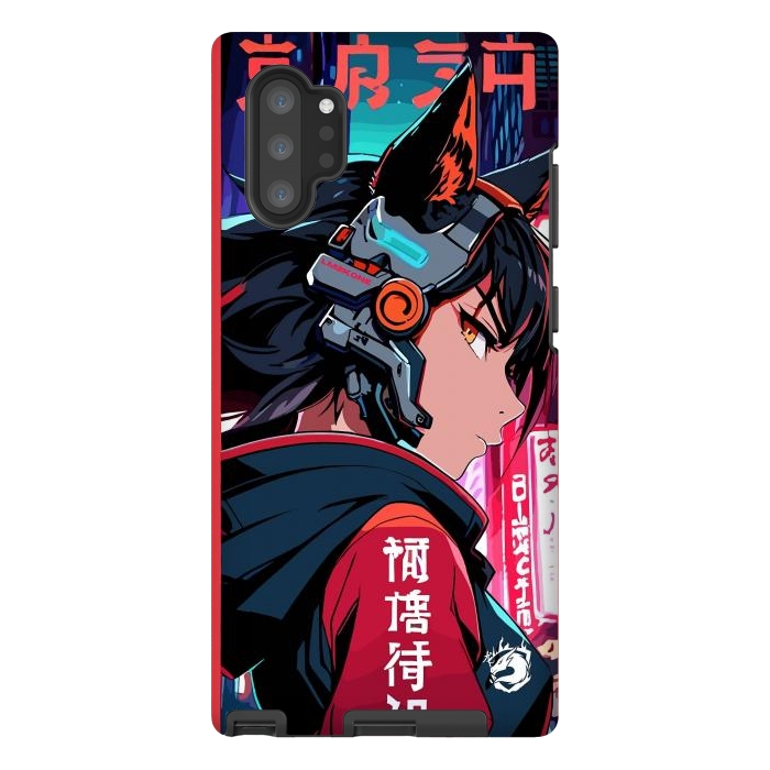 Galaxy Note 10 plus StrongFit Cyberpunk Kitsune Girl by LM2Kone