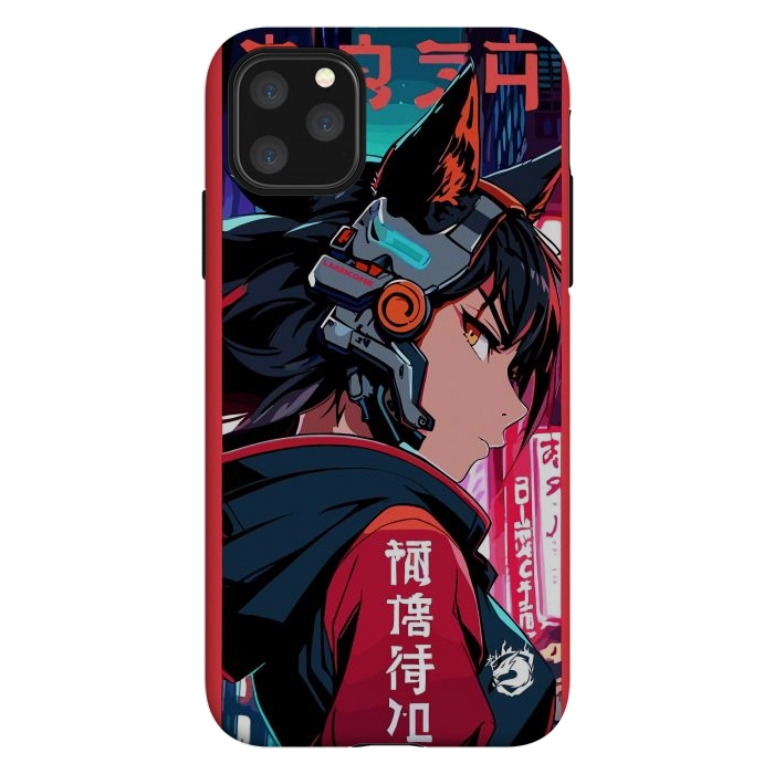 iPhone 11 Pro Max StrongFit Cyberpunk Kitsune Girl by LM2Kone