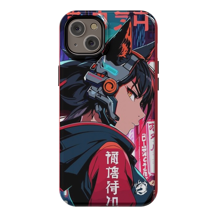 iPhone 14 Plus StrongFit Cyberpunk Kitsune Girl by LM2Kone