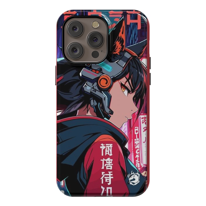 iPhone 14 Pro max StrongFit Cyberpunk Kitsune Girl by LM2Kone