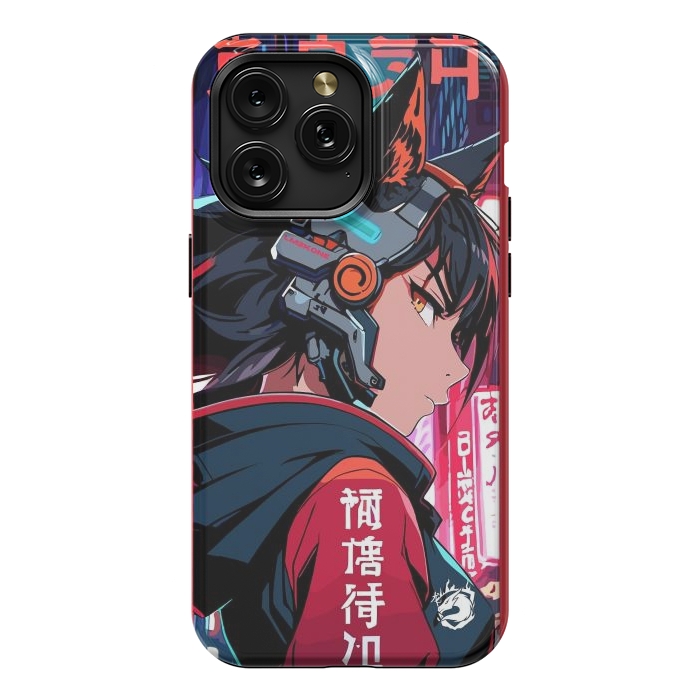 iPhone 15 Pro Max StrongFit Cyberpunk Kitsune Girl by LM2Kone