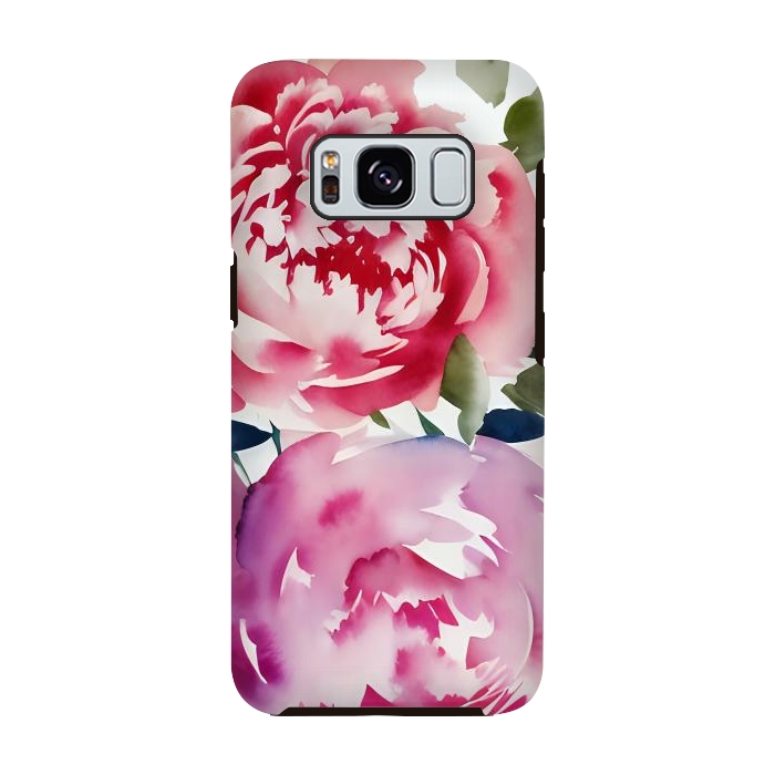 Galaxy S8 StrongFit Pink watercolour peonies - painted romantic flowers by Oana 