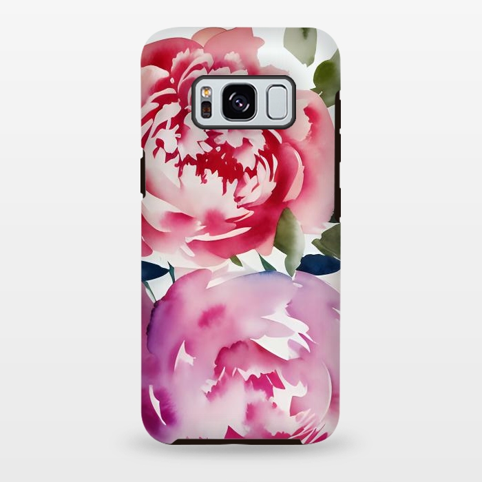 Galaxy S8 plus StrongFit Pink watercolour peonies - painted romantic flowers by Oana 