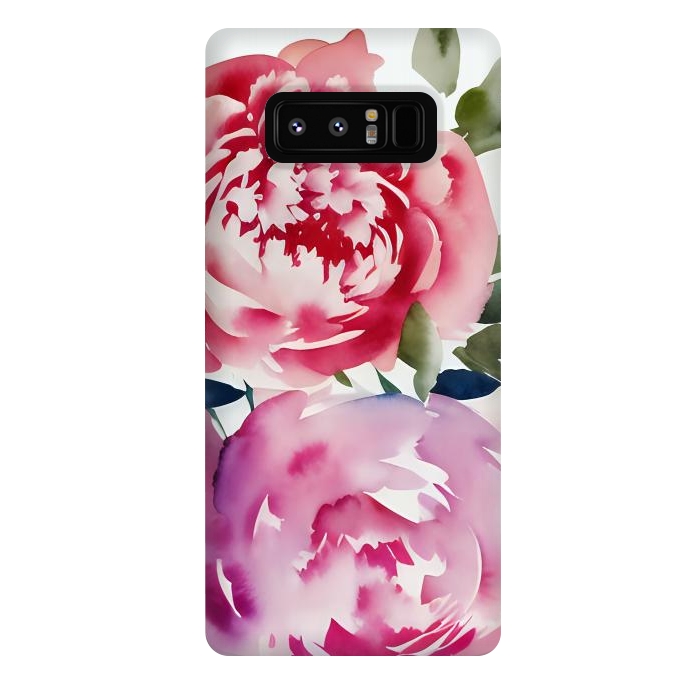 Galaxy Note 8 StrongFit Pink watercolour peonies - painted romantic flowers by Oana 