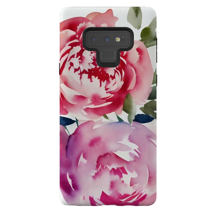 Galaxy Note 9 StrongFit Pink watercolour peonies - painted romantic flowers by Oana 