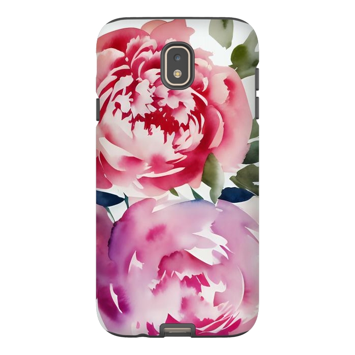 Galaxy J7 StrongFit Pink watercolour peonies - painted romantic flowers by Oana 