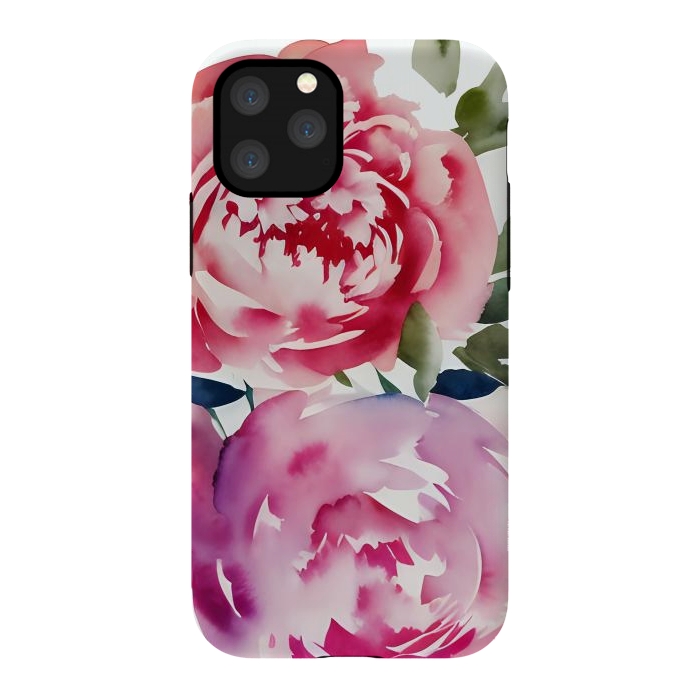 iPhone 11 Pro StrongFit Pink watercolour peonies - painted romantic flowers by Oana 