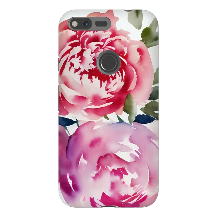 Pixel XL StrongFit Pink watercolour peonies - painted romantic flowers by Oana 