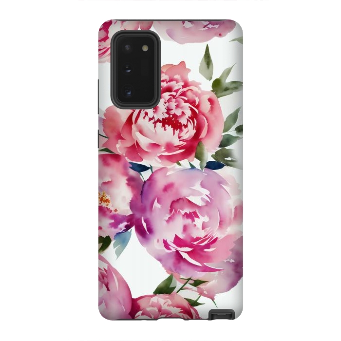 Galaxy Note 20 StrongFit Pink watercolour peonies - painted romantic flowers by Oana 