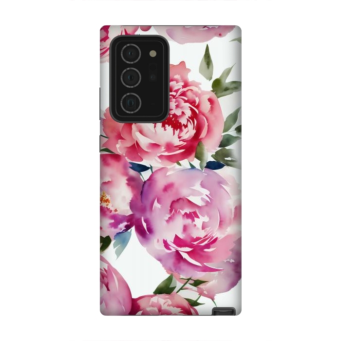 Galaxy Note 20 Ultra StrongFit Pink watercolour peonies - painted romantic flowers by Oana 