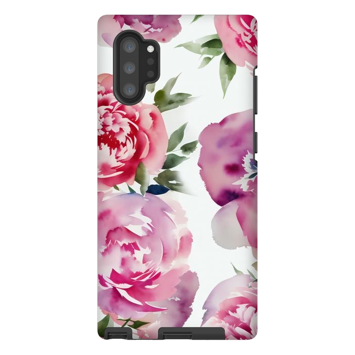 Galaxy Note 10 plus StrongFit Pink watercolour peonies - painted romantic flowers by Oana 