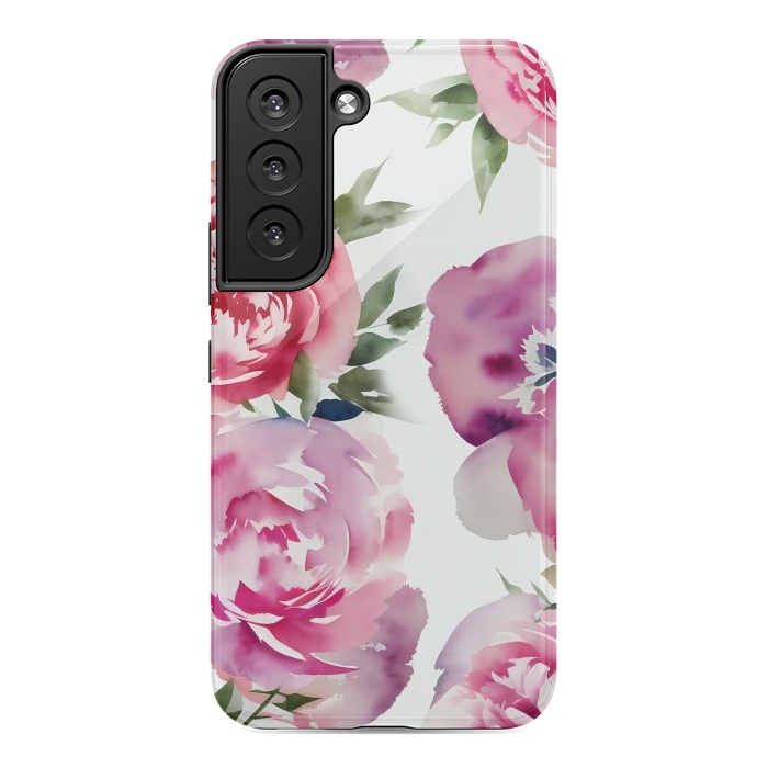 Galaxy S22 StrongFit Pink watercolour peonies - painted romantic flowers by Oana 