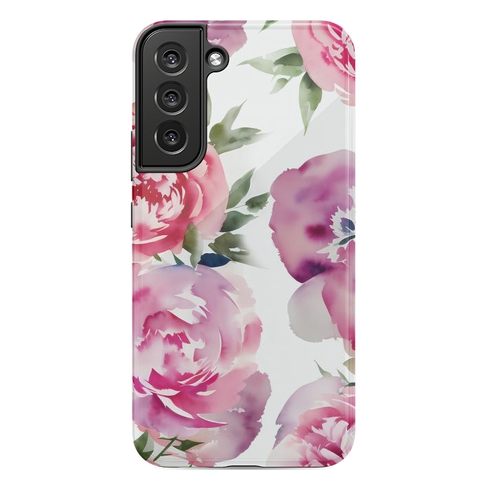 Galaxy S22 plus StrongFit Pink watercolour peonies - painted romantic flowers by Oana 