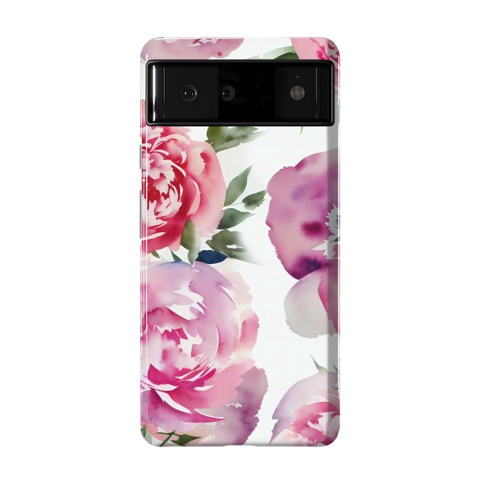 Pixel 6 StrongFit Pink watercolour peonies - painted romantic flowers by Oana 