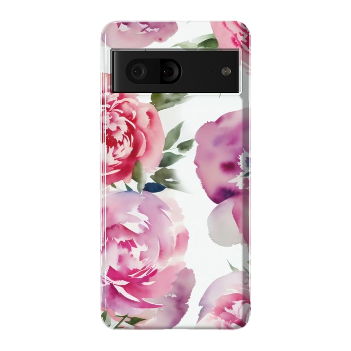 Pixel 7 StrongFit Pink watercolour peonies - painted romantic flowers by Oana 