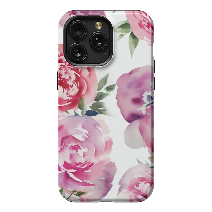 iPhone 15 Pro Max StrongFit Pink watercolour peonies - painted romantic flowers by Oana 