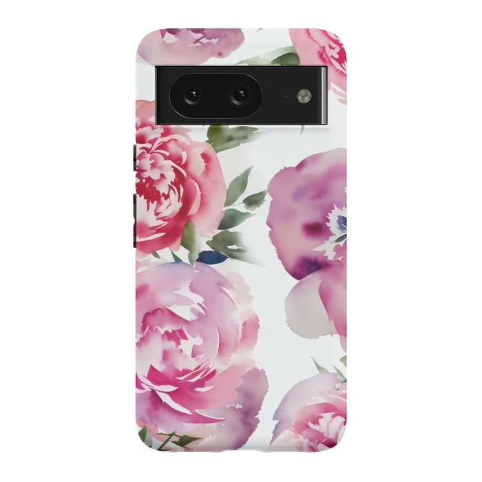 Pixel 8 StrongFit Pink watercolour peonies - painted romantic flowers by Oana 